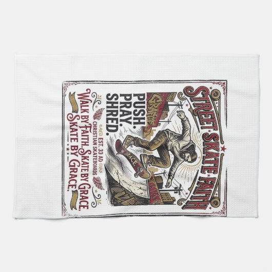 Jesus Skate Longboard T-shirt Christelijk Theedoek (Horizontaal)