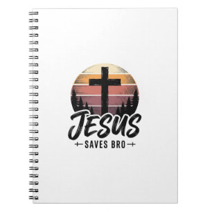 Jesus Slaat Bro Vintage Kruik Kruis Shirt Desi Notitieboek