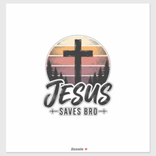 Jesus Slaat Bro Vintage Kruik Kruis Shirt Desi Sticker