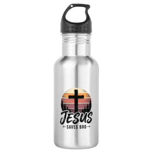 Jesus Slaat Bro Vintage Kruik Kruis Shirt Desi Waterfles