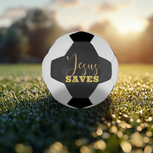 Jesus Slaat Geel Glitter Voetbal