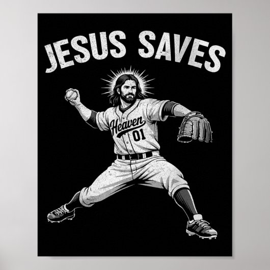 Jesus Slaat Honkbal Op Voor Mannen Vrouwen Kindere Poster (Voorkant)