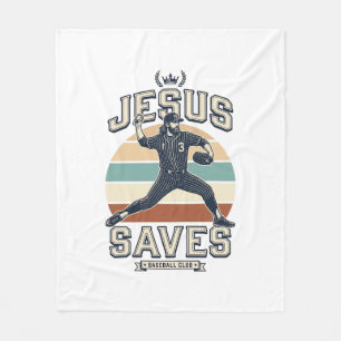 Jesus Slaat Honkbal Vintage Christelijke Vector On Fleece Deken