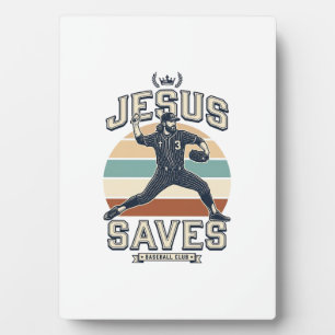 Jesus Slaat Honkbal Vintage Christelijke Vector On Fotoplaat