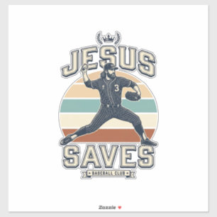 Jesus Slaat Honkbal Vintage Christelijke Vector On Sticker