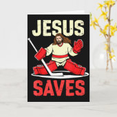 Jesus Slaat IJshockey Keeper Speler Christelijke F Kaart (Gele Bloem)