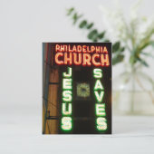 Jesus slaat  Neon Sign Post Card op Briefkaart (Staand voorkant)
