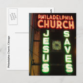 Jesus slaat  Neon Sign Post Card op Briefkaart (Voorkant / Achterkant)