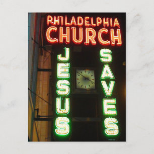 Jesus slaat  Neon Sign Post Card op Briefkaart