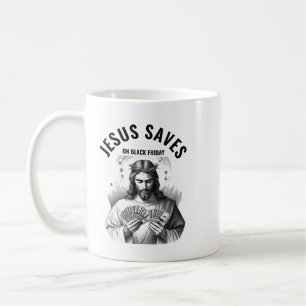 Jesus Slaat Op Black Friday - Grappige Jezus Meme Koffiemok