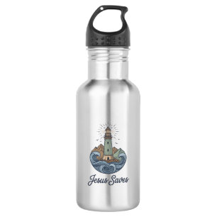 Jesus Slaat Oud Vuurtoren Christelijk Shirt_1 Waterfles