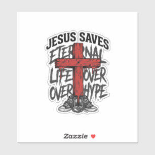 Jesus Slaat Oude Kruis Christelijke Streetwear Shi Sticker
