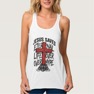Jesus Slaat Oude Kruis Christelijke Streetwear Shi Tanktop