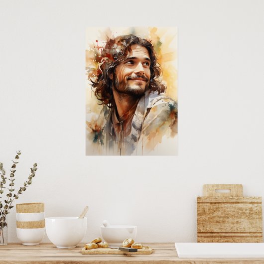 Jesus Smiling Art Poster (Keuken)