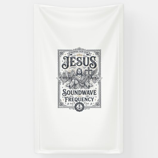 Jesus Soundwave Frequentie Jesus Soundwave Frequen Spandoek (Verticaal)