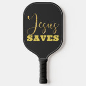 Jesus Spaart Geel Goud Glitter Pickleball Paddle (Voorkant)