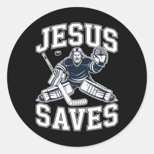 Jesus Spaart – Hockey Humor Voor Christelijke Spel Ronde Sticker