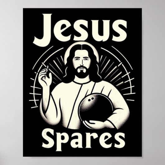 Jesus spaart Mannen vrouwen Kinder tienpins bowlin Poster (Voorkant)