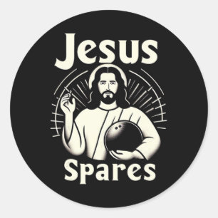 Jesus spaart Mannen vrouwen Kinder tienpins bowlin Ronde Sticker