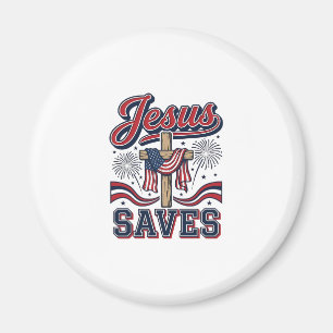 Jesus Spaart Patriottisch Christelijk Vintage T-sh Magneet