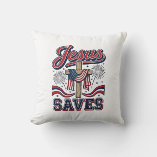 Jesus Spaart Patriottisch Christelijke Vintage T-s Kussen