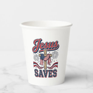 Jesus Spaart Patriottisch Christelijke Vintage T-s Papieren Bekers
