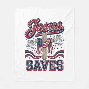 Jesus Spaart Patriottische Christelijke Vintage T- Fleece Deken