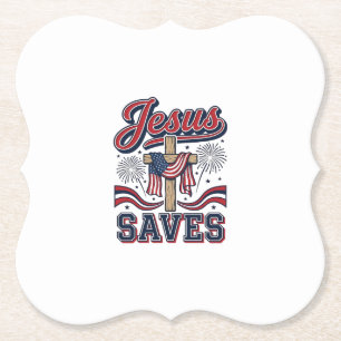 Jesus Spaart Patriottische Christelijke Vintage T- Kartonnen Onderzetters