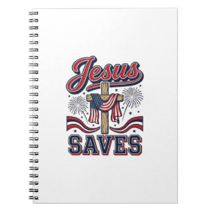 Jesus Spaart Patriottische Christelijke Vintage T- Notitieboek