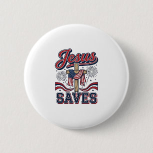 Jesus Spaart Patriottische Christelijke Vintage T- Ronde Button 5,7 Cm