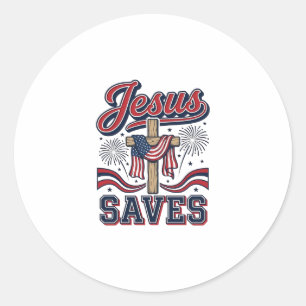 Jesus Spaart Patriottische Christelijke Vintage T- Ronde Sticker