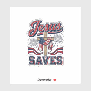 Jesus Spaart Patriottische Christelijke Vintage T- Sticker