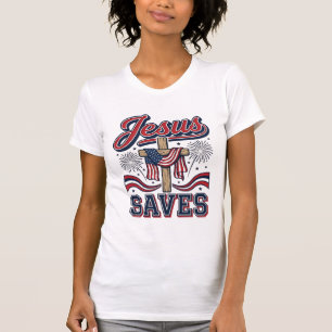 Jesus Spaart Patriottische Christelijke Vintage T- T-shirt
