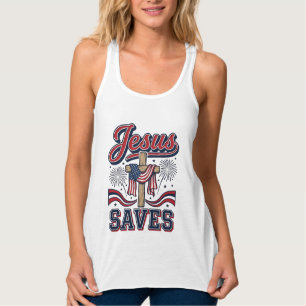 Jesus Spaart Patriottische Christelijke Vintage T- Tanktop