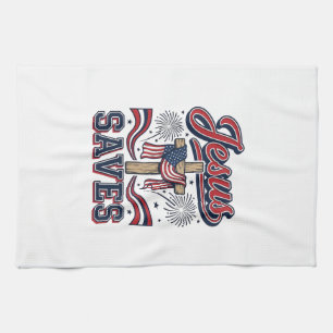 Jesus Spaart Patriottische Christelijke Vintage T- Theedoek