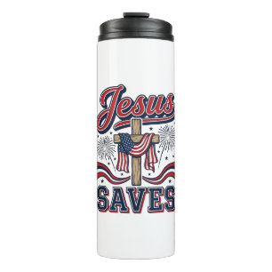 Jesus Spaart Patriottische Christelijke Vintage T- Thermosbeker