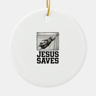 Jesus Spaart Voetbal Keeper Vintage Gravure Shirt_ Keramisch Ornament