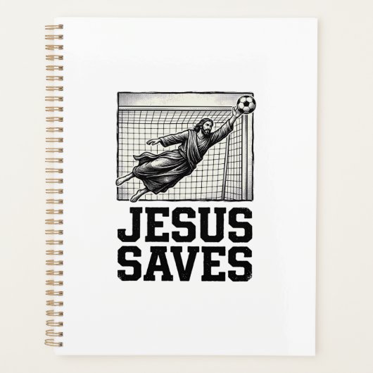 Jesus Spaart Voetbal Keeper Vintage Gravure Shirt_ Planner (Voorkant)