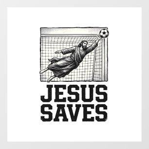 Jesus Spaart Voetbal Keeper Vintage Gravure Shirt_ Raamsticker