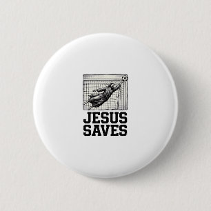 Jesus Spaart Voetbal Keeper Vintage Gravure Shirt_ Ronde Button 5,7 Cm