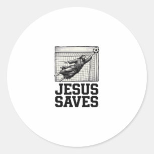 Jesus Spaart Voetbal Keeper Vintage Gravure Shirt_ Ronde Sticker