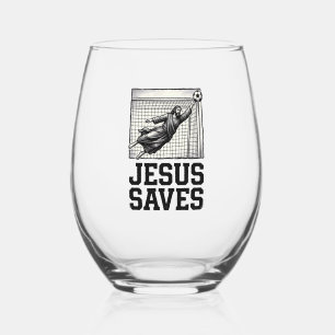 Jesus Spaart Voetbal Keeper Vintage Gravure Shirt_ Wijnglas Zonder Voet