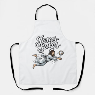 Jesus Spaart Volleybal Vintage Christelijk T-Shirt Schort