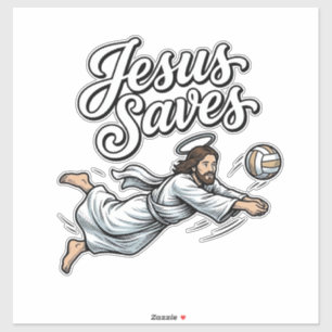 Jesus Spaart Volleybal Vintage Christelijk T-shirt Sticker