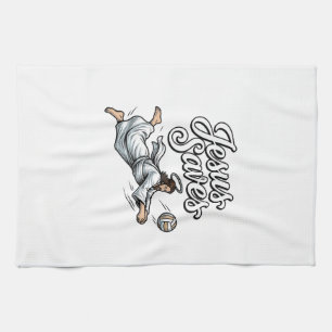 Jesus Spaart Volleybal Vintage Christelijk T-Shirt Theedoek
