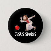 Jesus Spares Bowling Ronde Button 5,7 Cm (Voorkant)