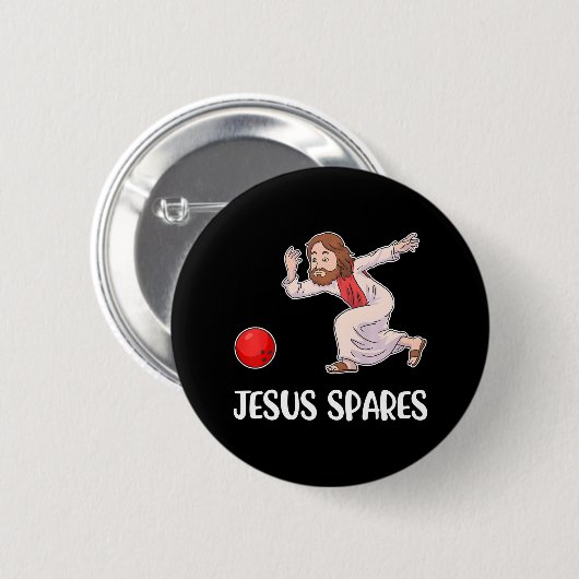 Jesus Spares Bowling Ronde Button 5,7 Cm (Voorkant /achterkant)