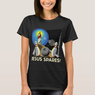 Jesus Spares Funny Christelijke Bowling Pun T-shirt