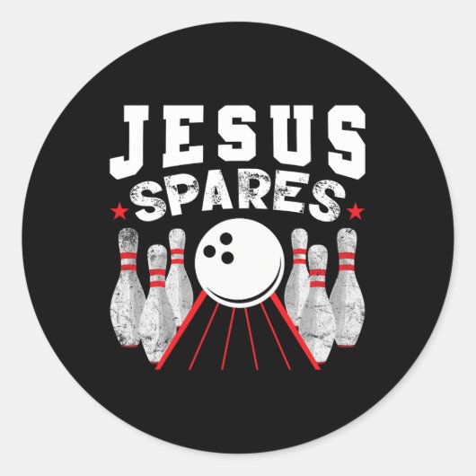 Jesus Spares Funny Christelijke Bowling Ronde Sticker (Voorkant)