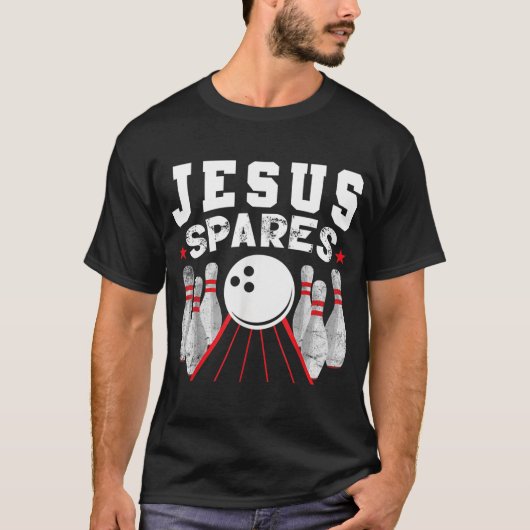 Jesus Spares Funny Christelijke Bowling T-shirt (Voorkant)
